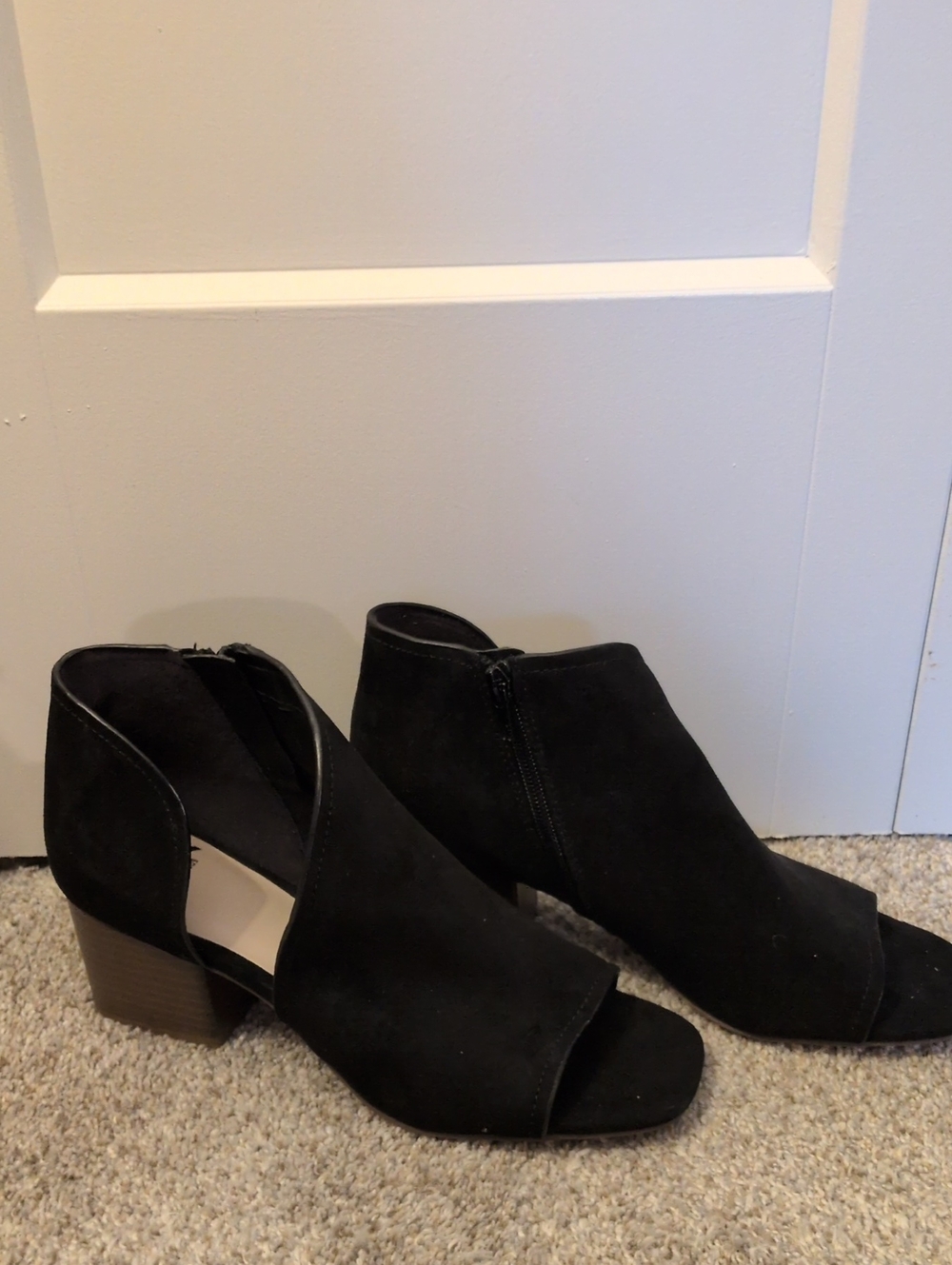 Fergalicious Black Open-Toe Block Heel Ankle Booties